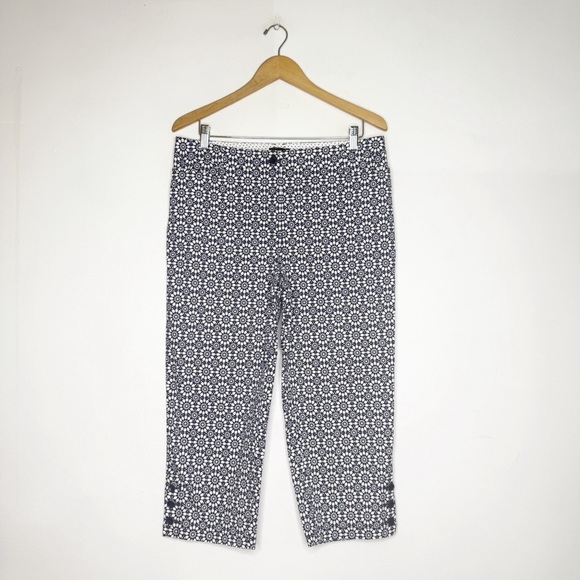 Talbots Perfect Skimmer Pants – Navy & White Floral Print – Size 10 - Picture 1 of 7